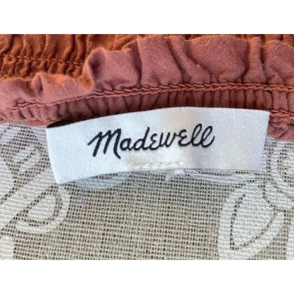 Cottagecore Boho Smocked Bubble Sleeve Top Madewell Lucie Warm Umber M